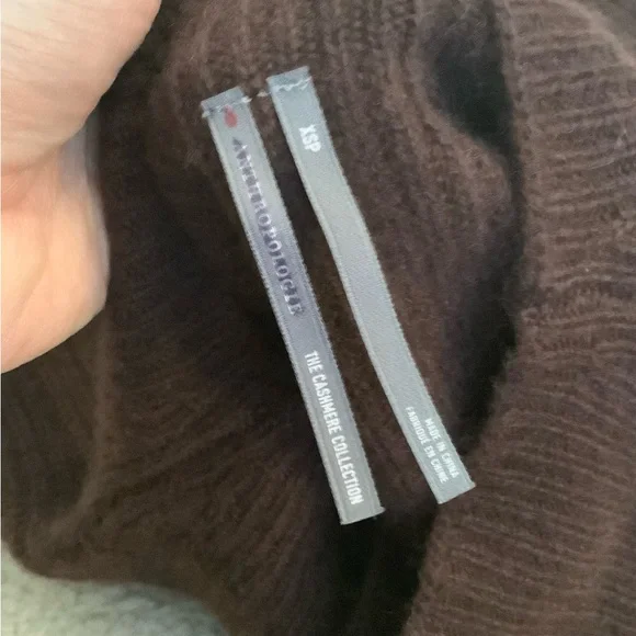 Anthropologie The Enzo Cashmere Poncho Sweater Vest XS Petite Chocolate Brown - Picture 11 of 13